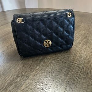 Tory Burch Quilted Black Crossbody with Gold Accents